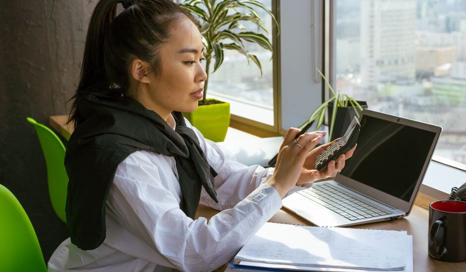 Accountant reviewing search results at a desk